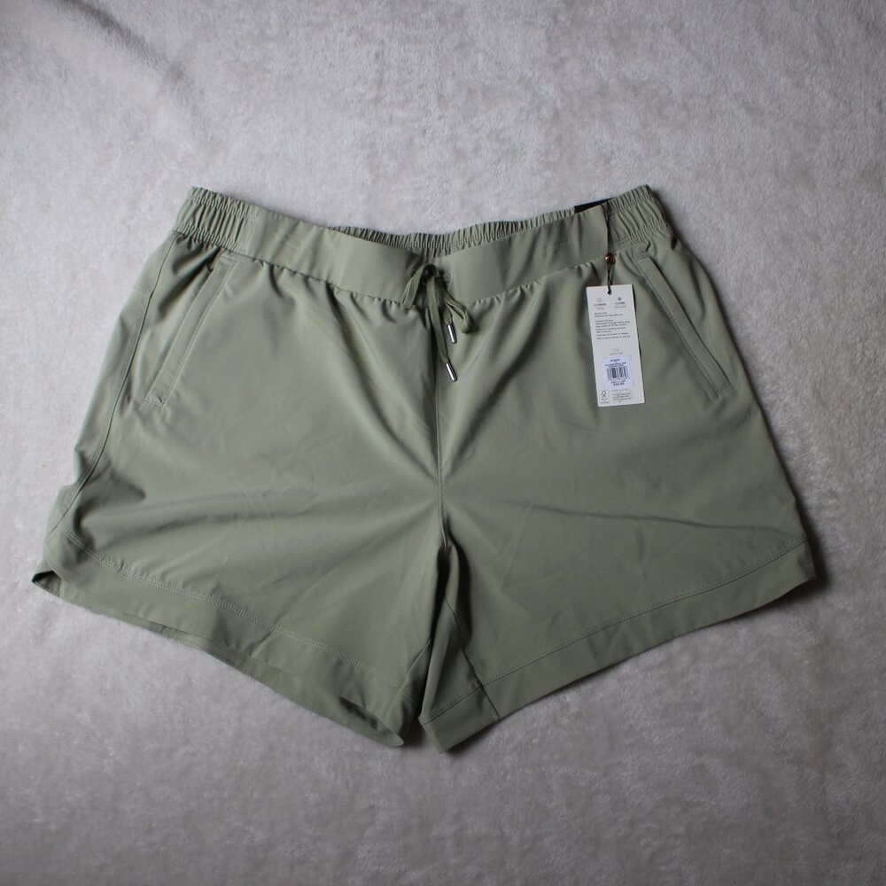 CALIA Journey Collection Sage Drawstring & Elastic Shorts Size 1X NEW w/TAGS
